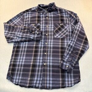 Jachs MFG Mens Large Blue Plaid Long Sleeve Button Up Shirt Casual Classic‎